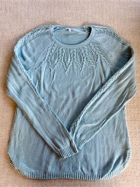 Sonoma Light Blue Cable & Lace Yoke Sweater